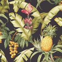 Black & Yellow Commercial Pineapple Floral Wallcovering