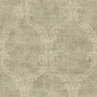 Brown Damask Commercial Wallcovering