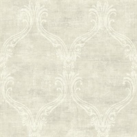 Off White Damask Commercial Wallcovering